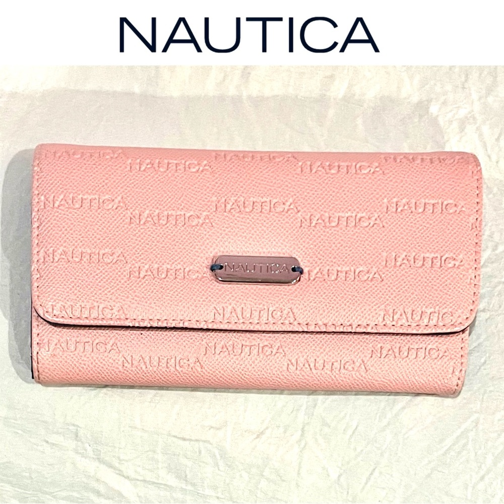 NAUTICA Money Manager Logo RFID Wallet/Clutch (Petal PInk) Size 8x4 NWOT